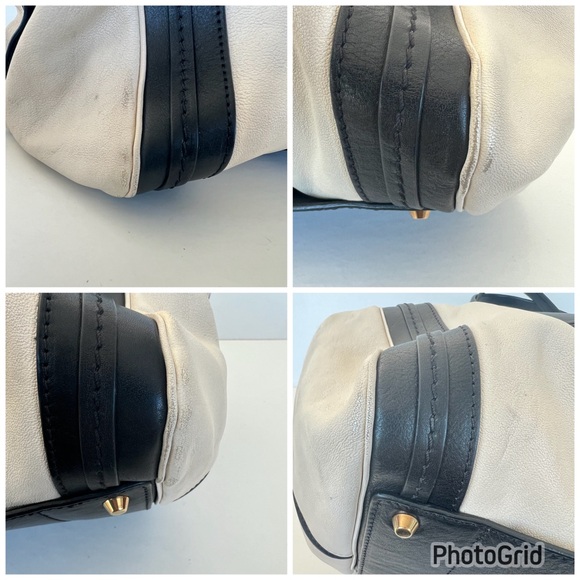 CHLOE Alicia Black Cream Leather Gold Hardware Extra Large Duffel Tote Satchel - Picture 15 of 16